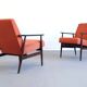 Fauteuil 1960 Henryk Lis Mid Century en orange rouille