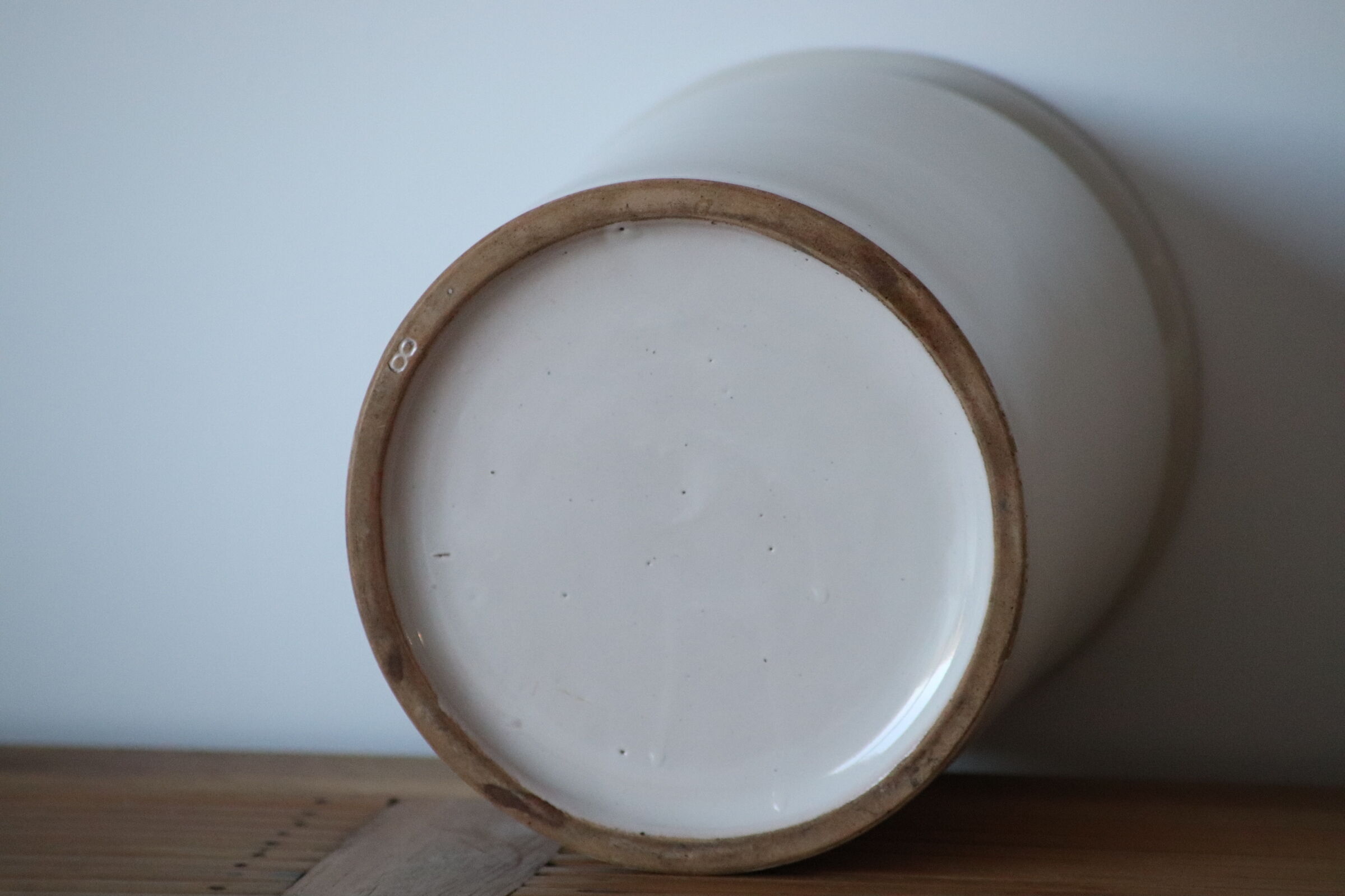 Old white sandstone jam jar