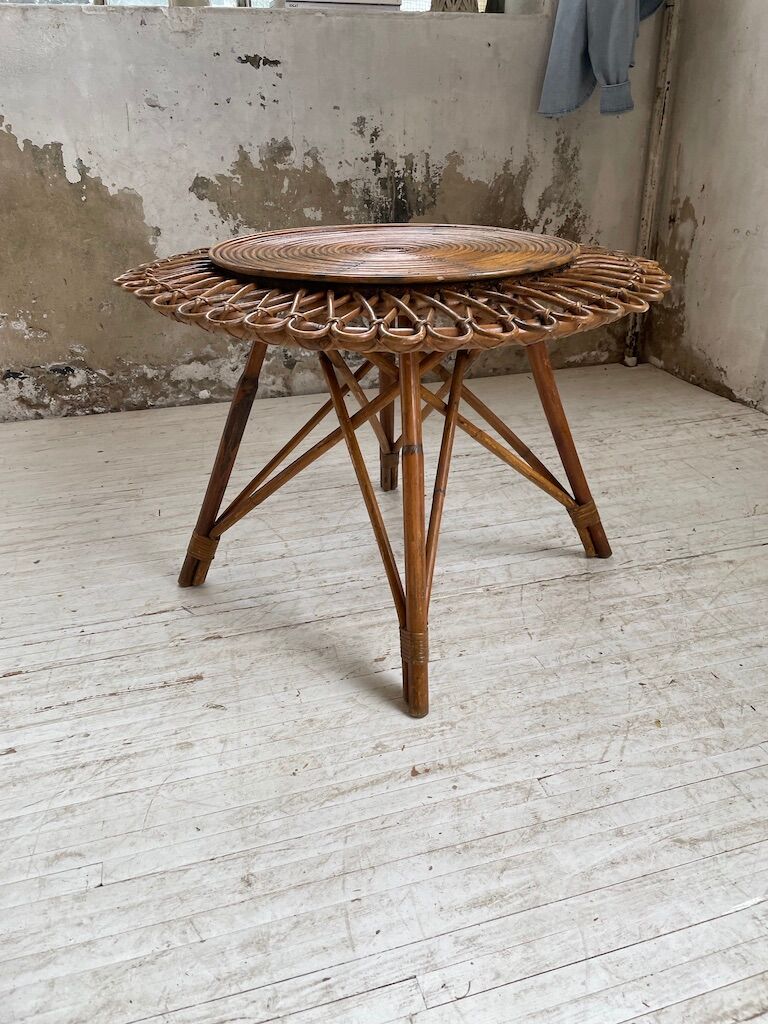 Rattan “sun” coffee table