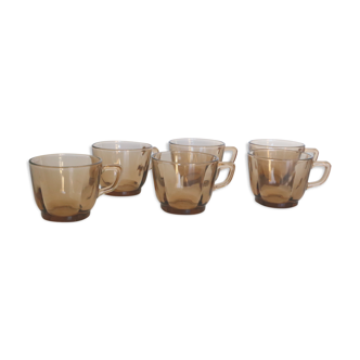 Set of 6 cups of Duralex rosé smoked glass