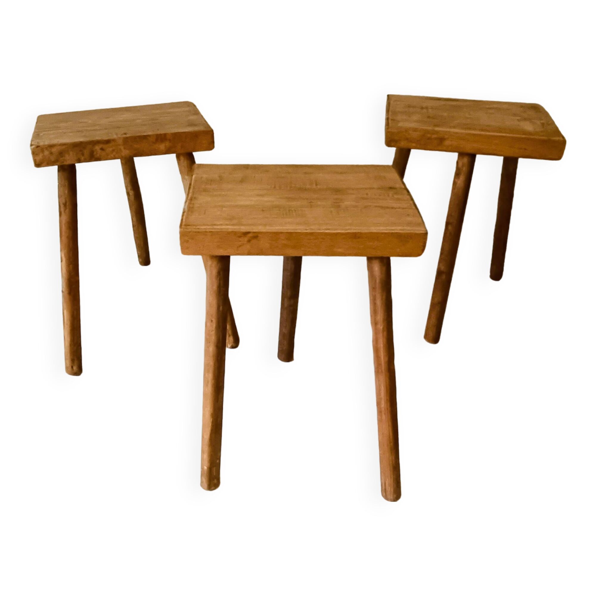 Lot de 3 petits tabourets tripodes
