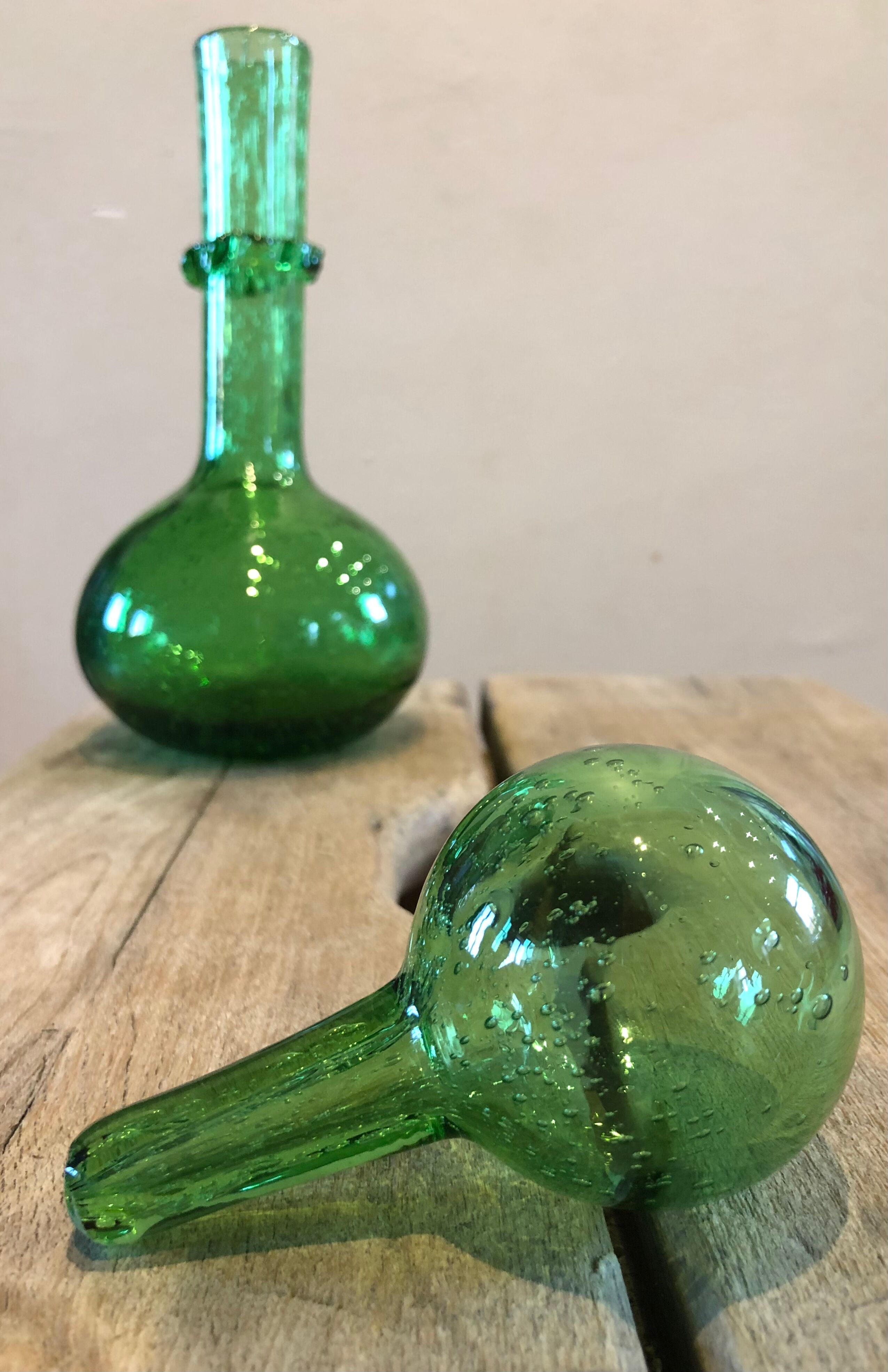 Bubbled glass decanter signed Biot