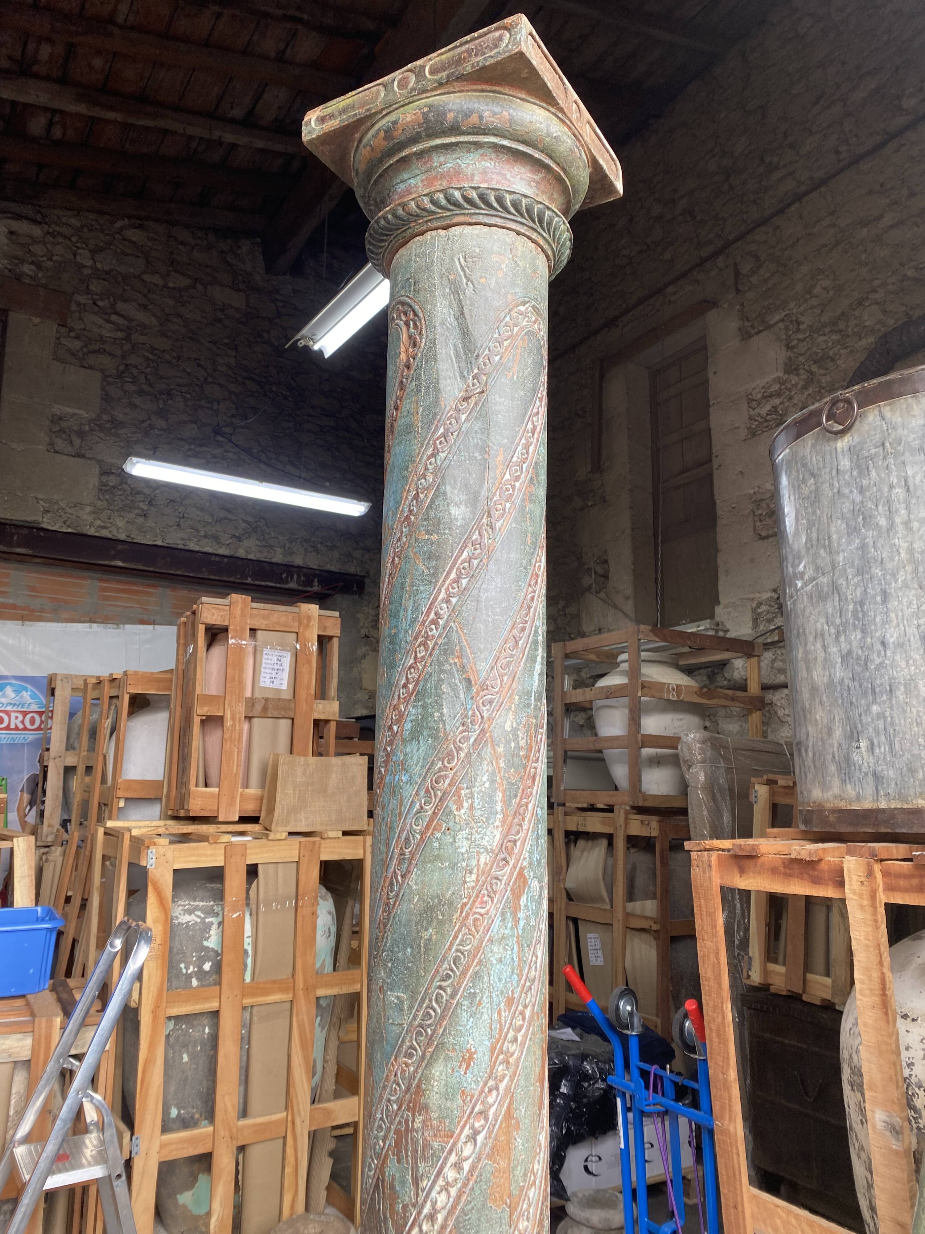 Carved wooden column