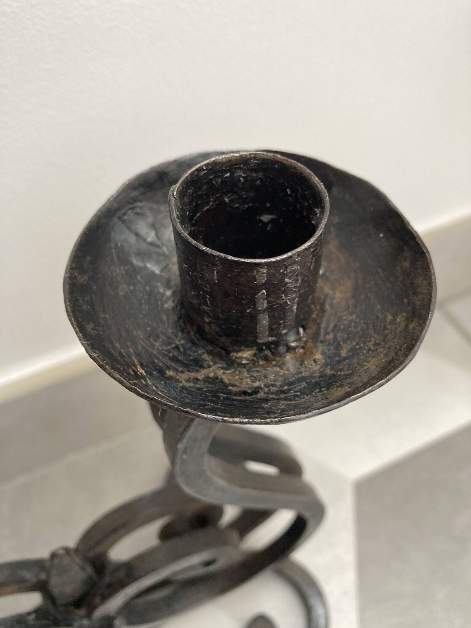 Brutalist double candle holder wrought iron