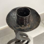 Brutalist double candle holder wrought iron