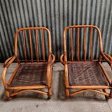 Pair of vintage rattan armchairs
