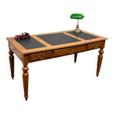Classic English Writing Desk Black Leather