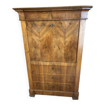 Secretary in "Louis Philippe style, Biedermeier influence" in walnut.