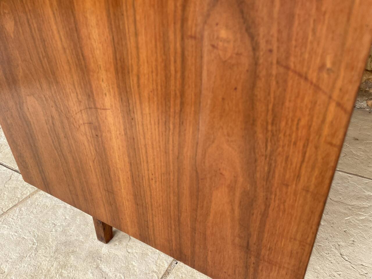 Vintage walnut commode with tapered legs circa 1950s