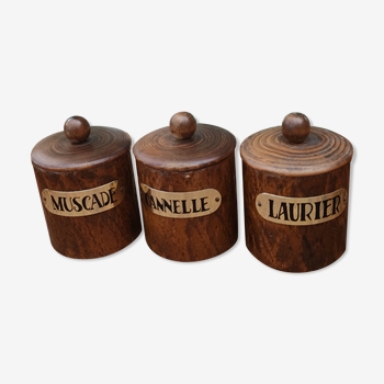 Trio de pots en bois pour la cuisine