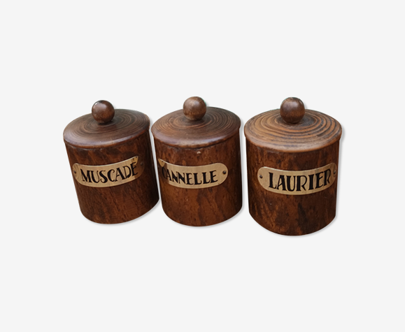 Trio de pots en bois pour la cuisine