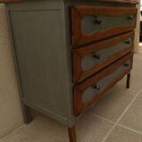 Commode de style en bois massif 3tirois, totalement relookée