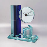 1970s Astonishing Table Clock by Omodomo in Crystal. Made in Italy
