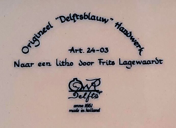 Rectangular porcelain cup Royal Delfts decoration mill 15x12 cm - Made in Holland