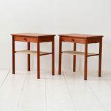 Paire de tables de chevet scandinaves en teck foncé des années 1950