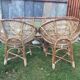 Set of 4 armchairs and 1 vintage rattan bench (5 pieces) inseparable.