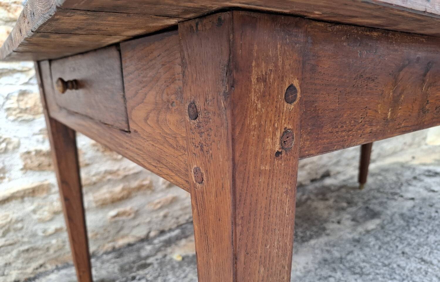 Table de ferme en chêne et sapin