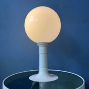 White Space Age table lamp Woja Holland with opal glass shade