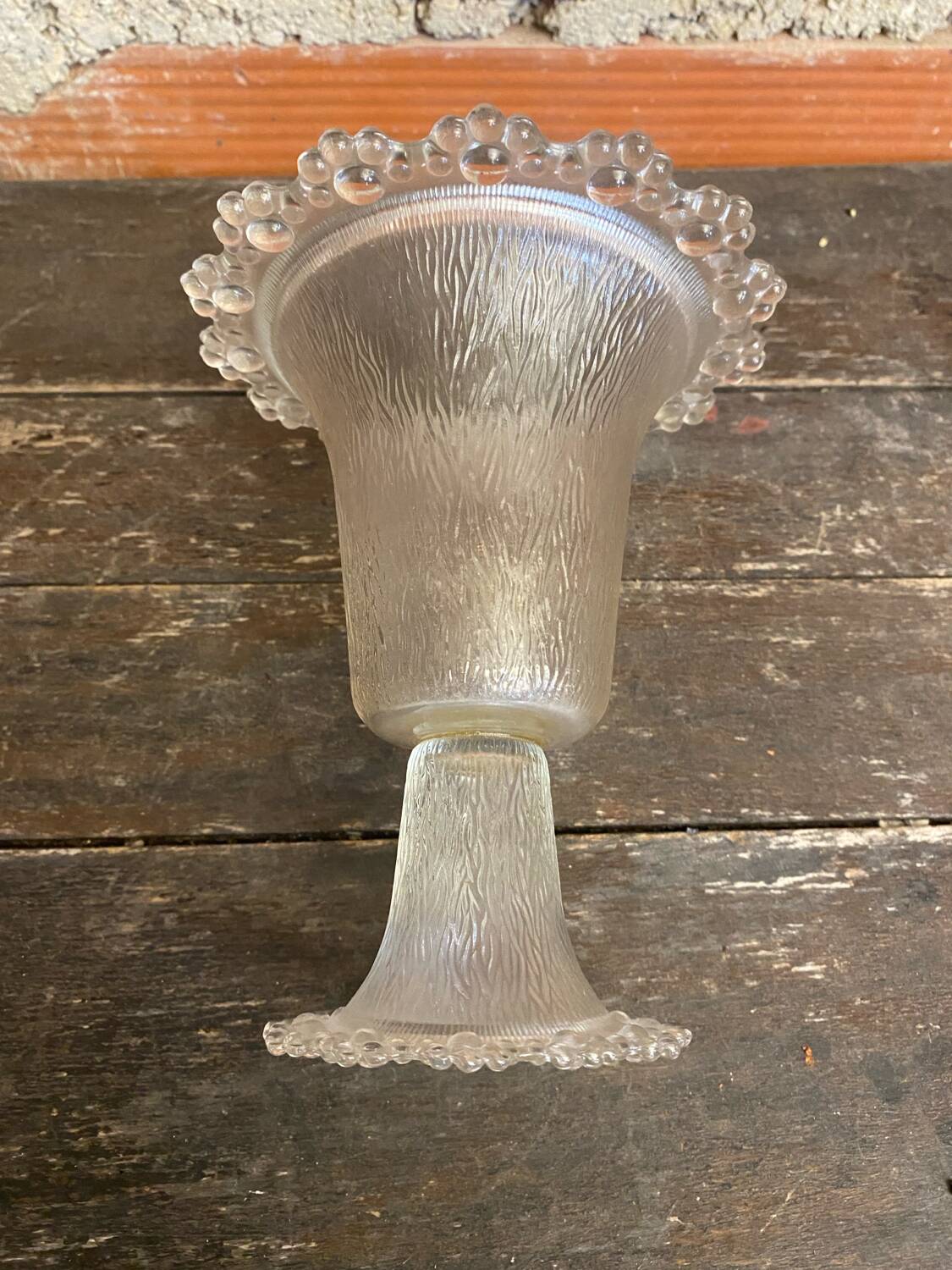 Masserini barocco fruit bowl pair moulded glass bead row vintage