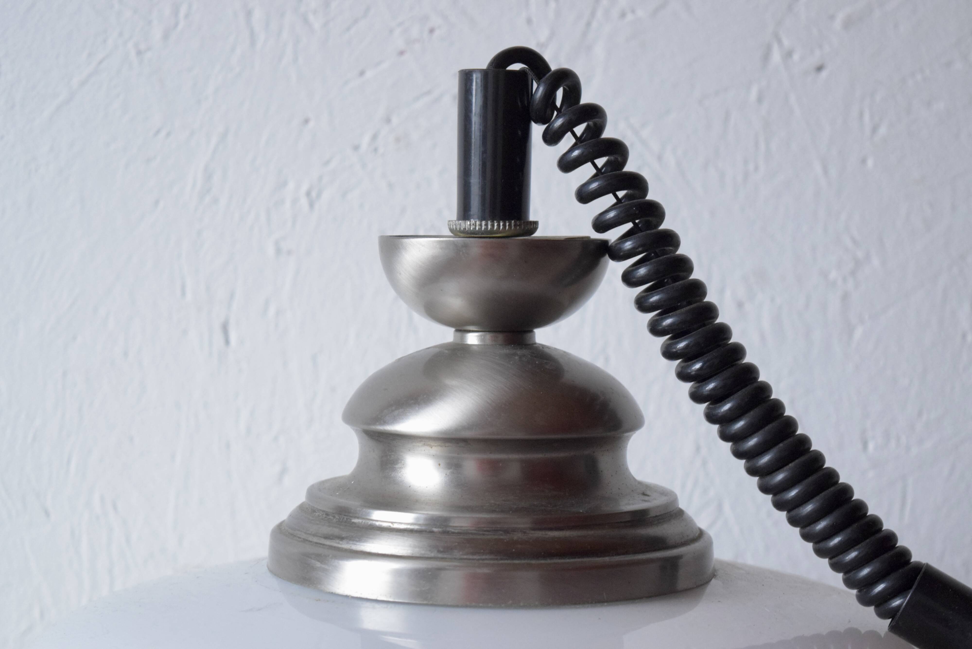 Large vintage pendant light in Massive white opaline - up and down system