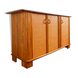 Buffet wood and rattan vintage 1970s