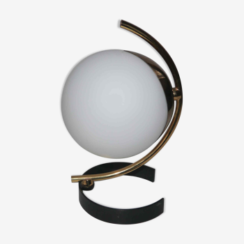 Lampe ou applique métal et opaline design années 50's