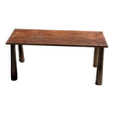 Second-hand brown teak coffee table from Indonesia with conical legs H37 L8