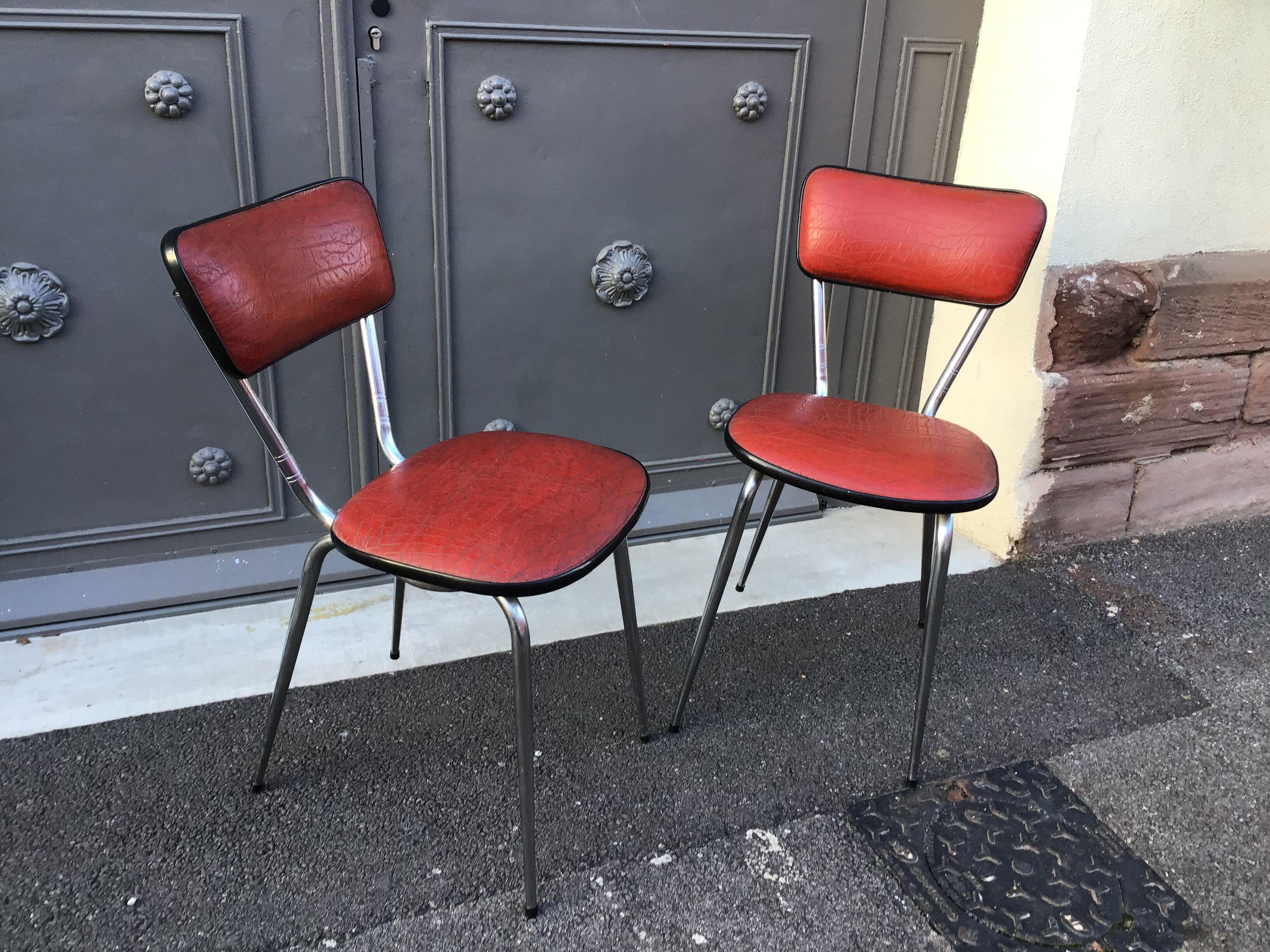 pair of chairs simili Skaï mid century vintage 1960