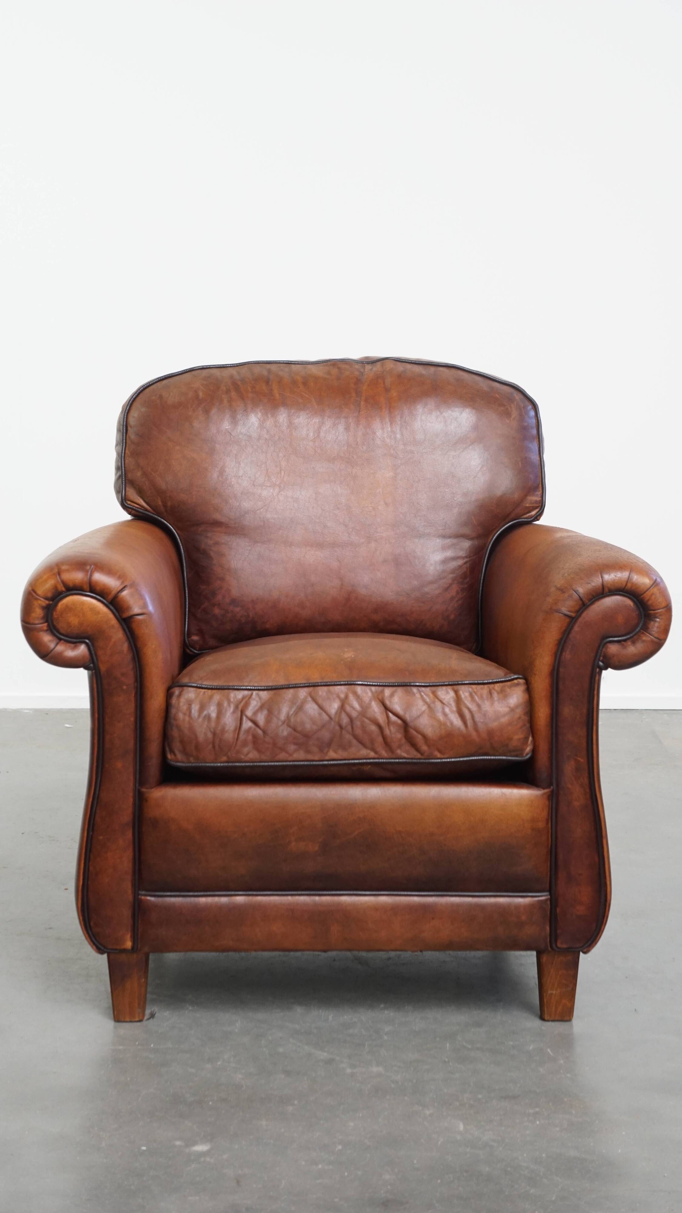 Fauteuil en cuir de mouton de style anglais