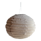 Small round pink rattan and natural linen Japanese-style pendant light D30