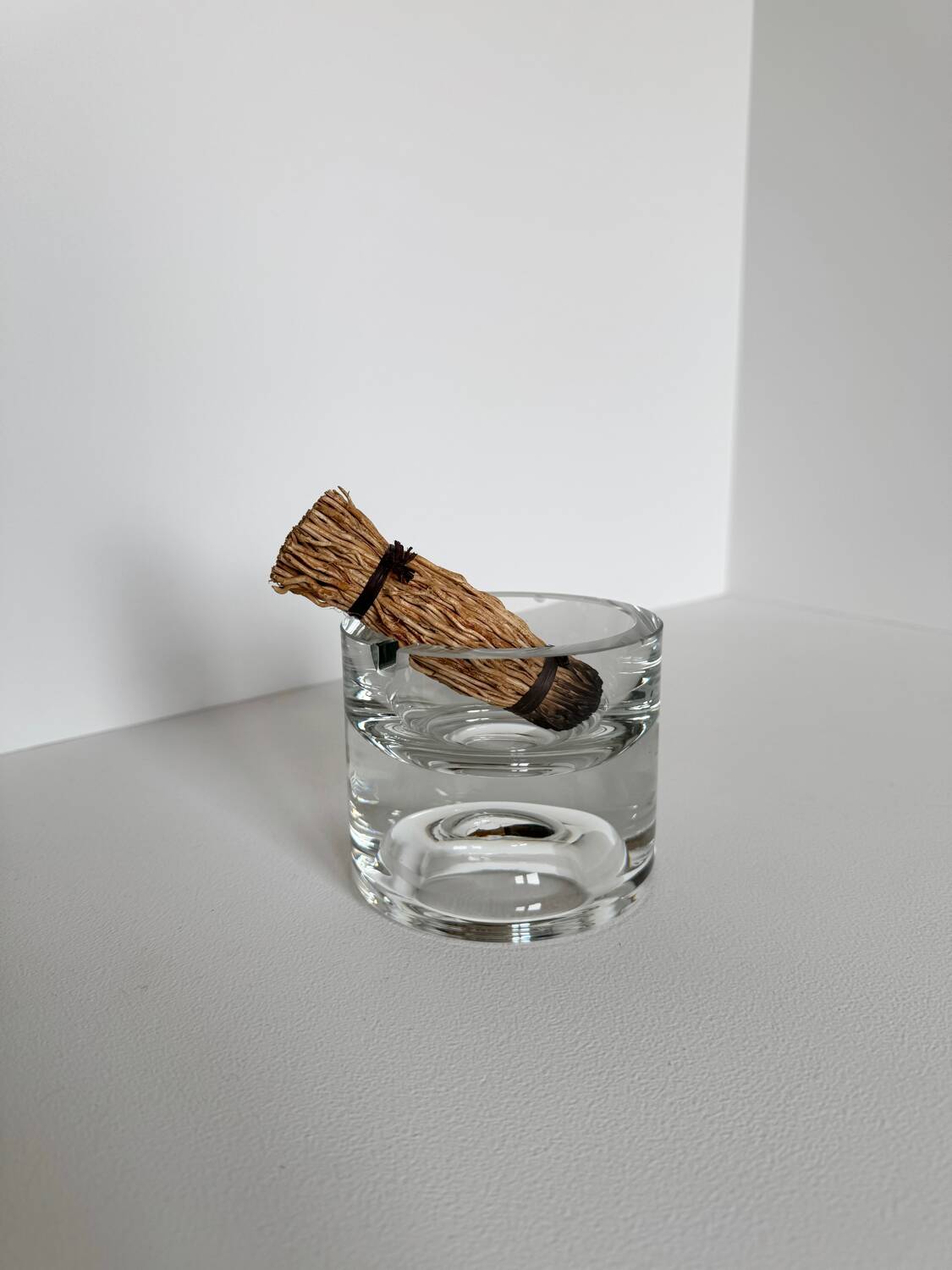 Vintage Modernist Heavy Round Clear Glass Ashtray