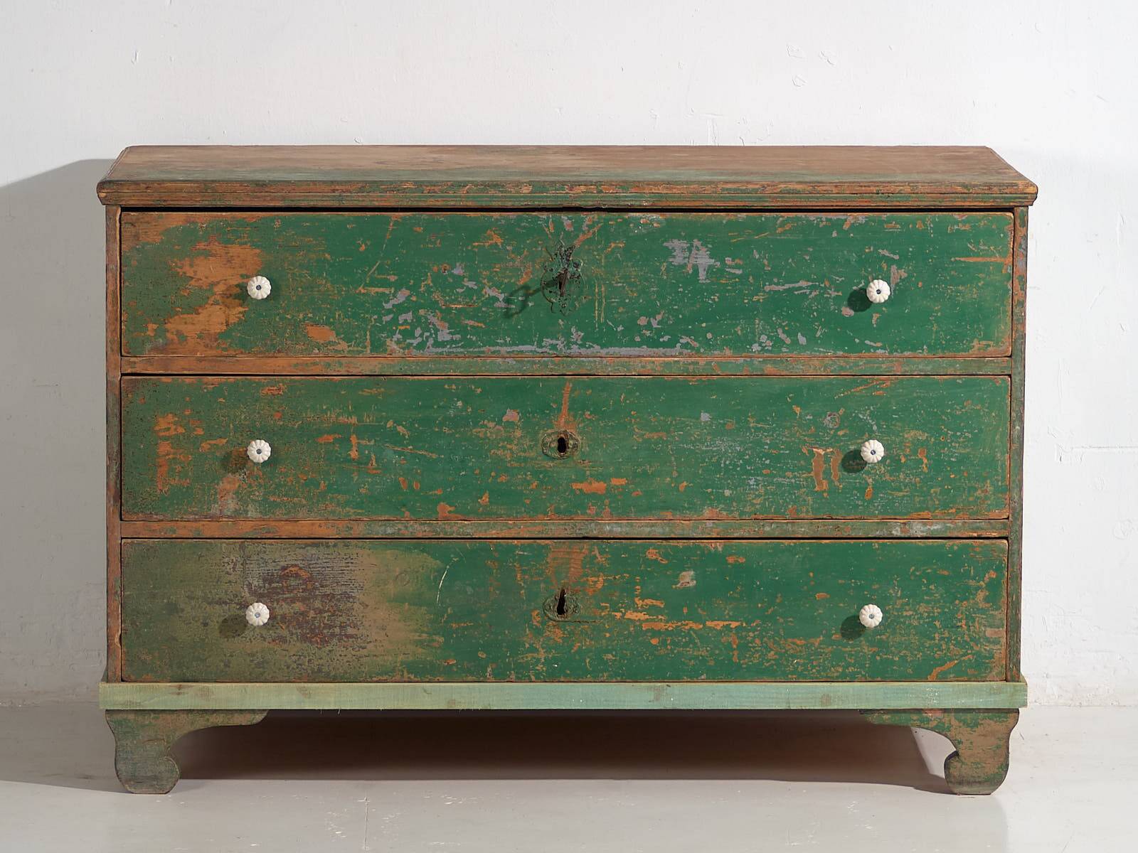 Large antique chest of drawers with green patina (c.1940) #62