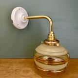 Vintage yellow and gold glass elbow wall light