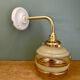 Vintage yellow and gold glass elbow wall light