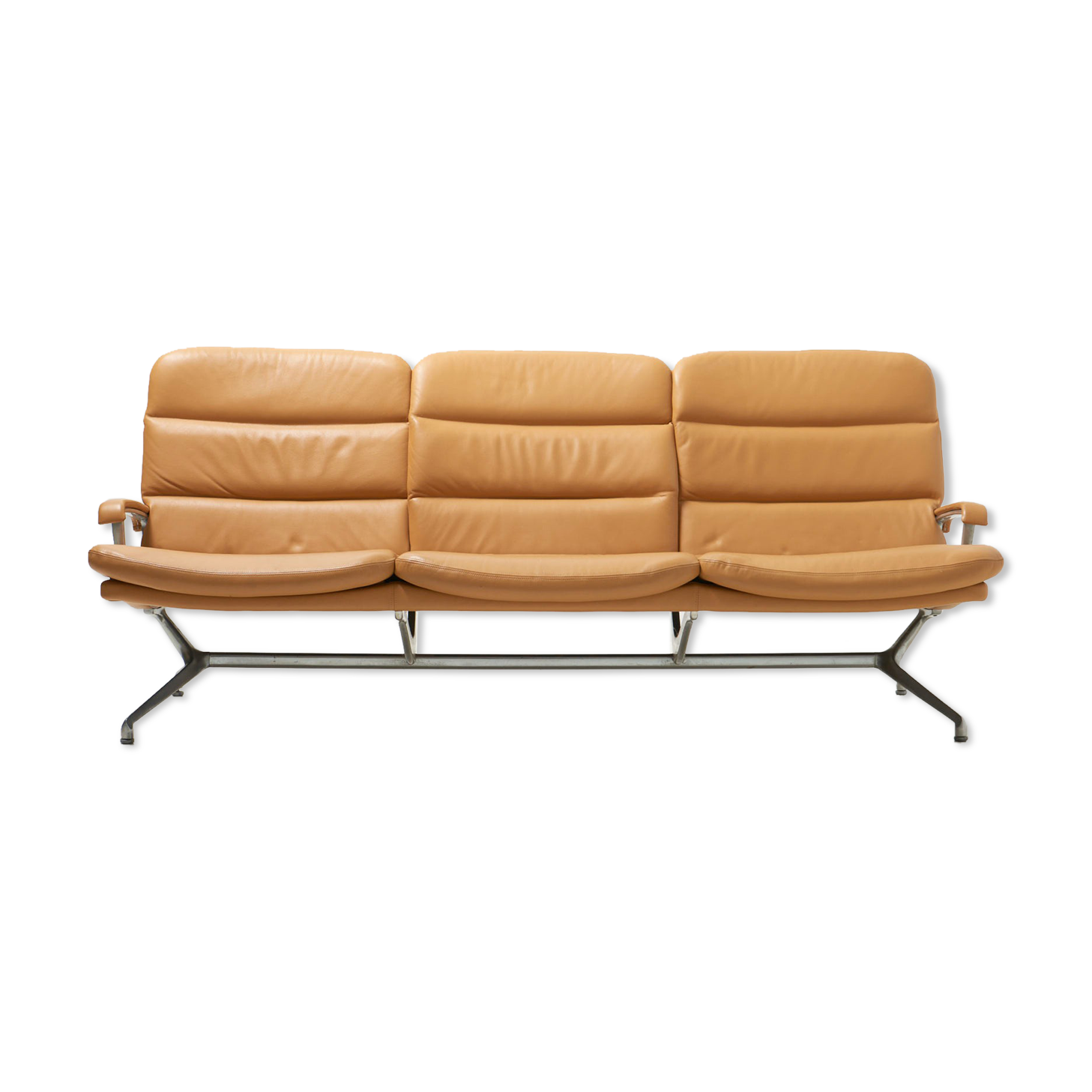 Three Seater Sofa in Leather by Strässle, Switzerland - 1960's
