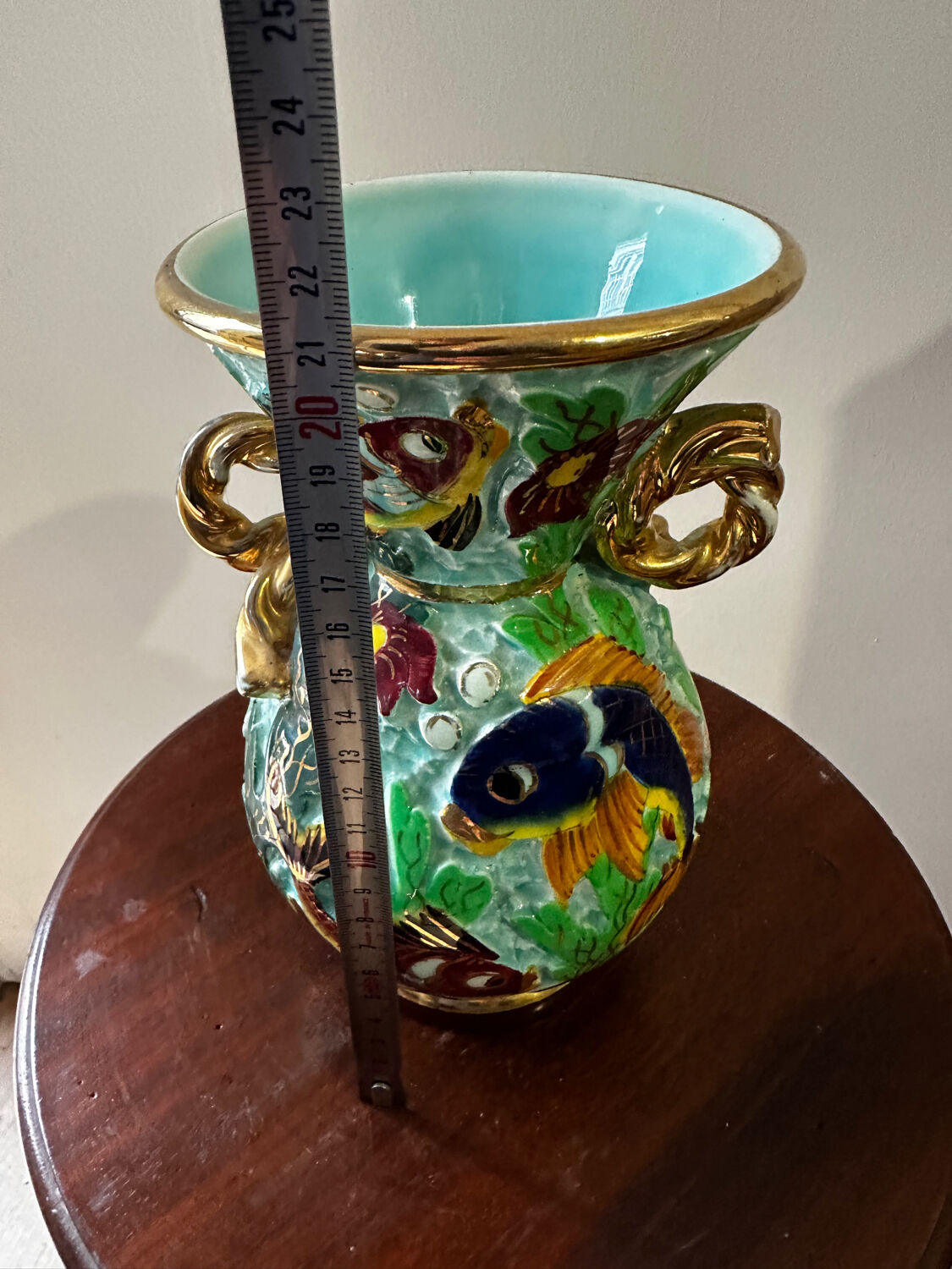 Cerdazur Monaco vase in ceramic with fish decoration