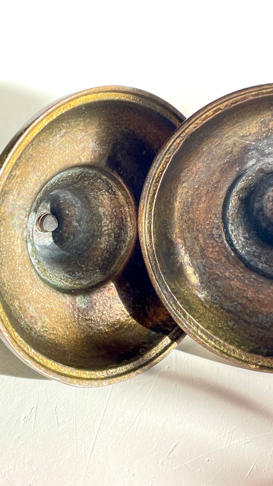 Industrial candle holders steel and silver bronze vintage
