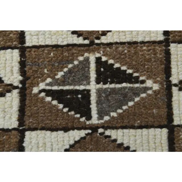 1970s Vintage Turkish Hand-Knotted Wool Cotton Beige Runner Rug 81x388