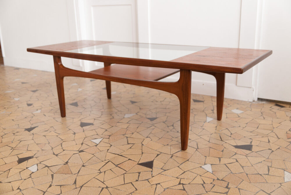 Gplan teak coffee table - glass