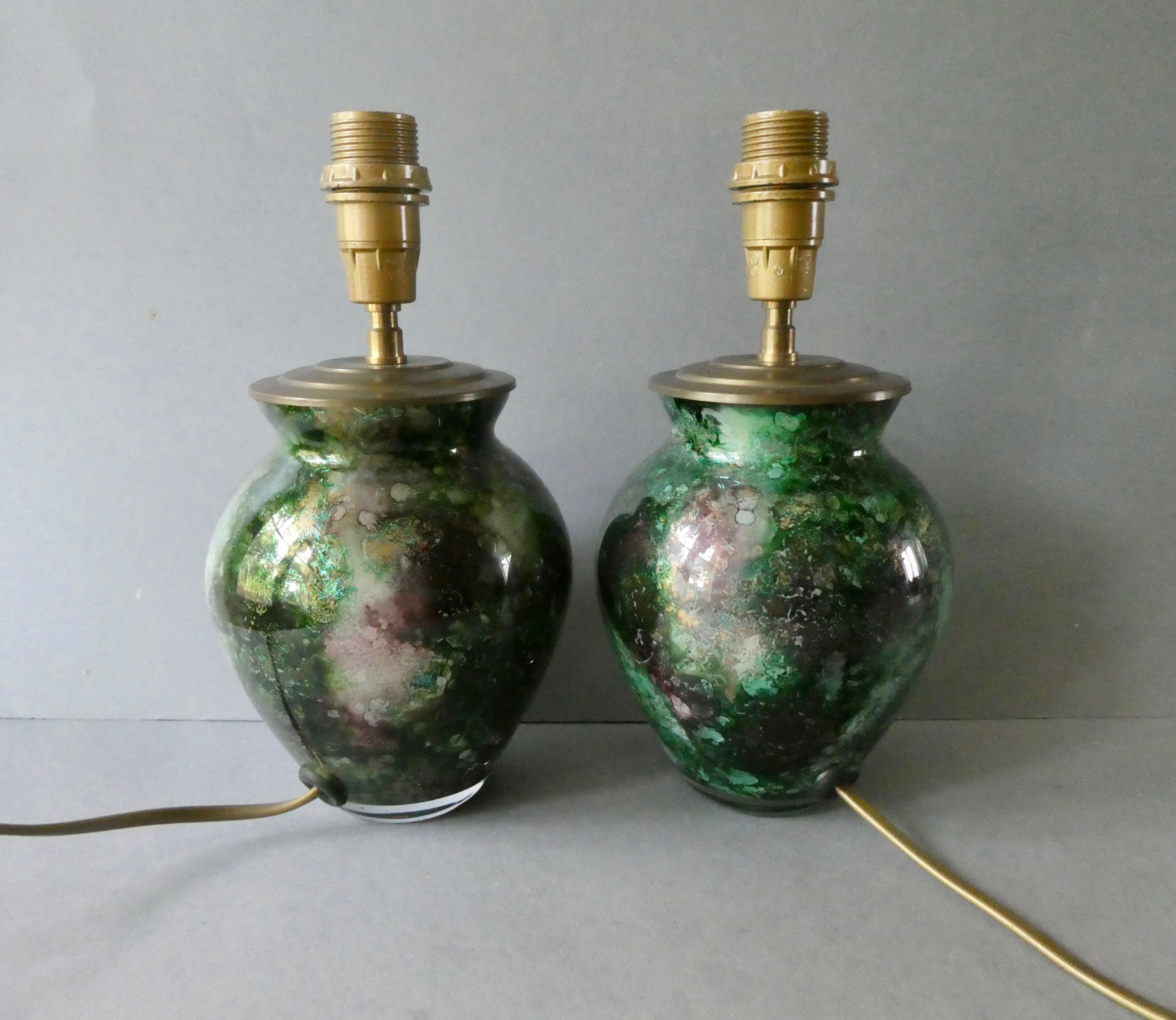 Pair of lamp bases Lacquer Line France 70s 80s