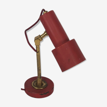 Lampe de table Stilnovo en laiton rouge vintage des années 50