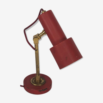 Stilnovo, vintage red brass table lamp from 50s