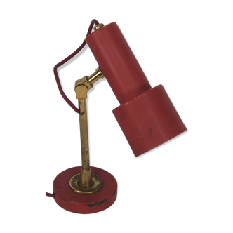 Stilnovo, vintage red brass table lamp from 50s