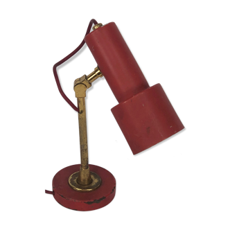 Lampe de table Stilnovo en laiton rouge vintage des années 50