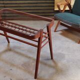 Side table or wood and glass console by Frantisek Jirak 1960