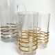 Vintage glassware set with decanter – golden spirals, France 1960