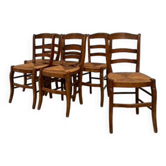 6 50s straw chairs