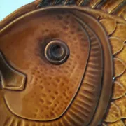 6 antique fish barbotine plates – Saint-Clément