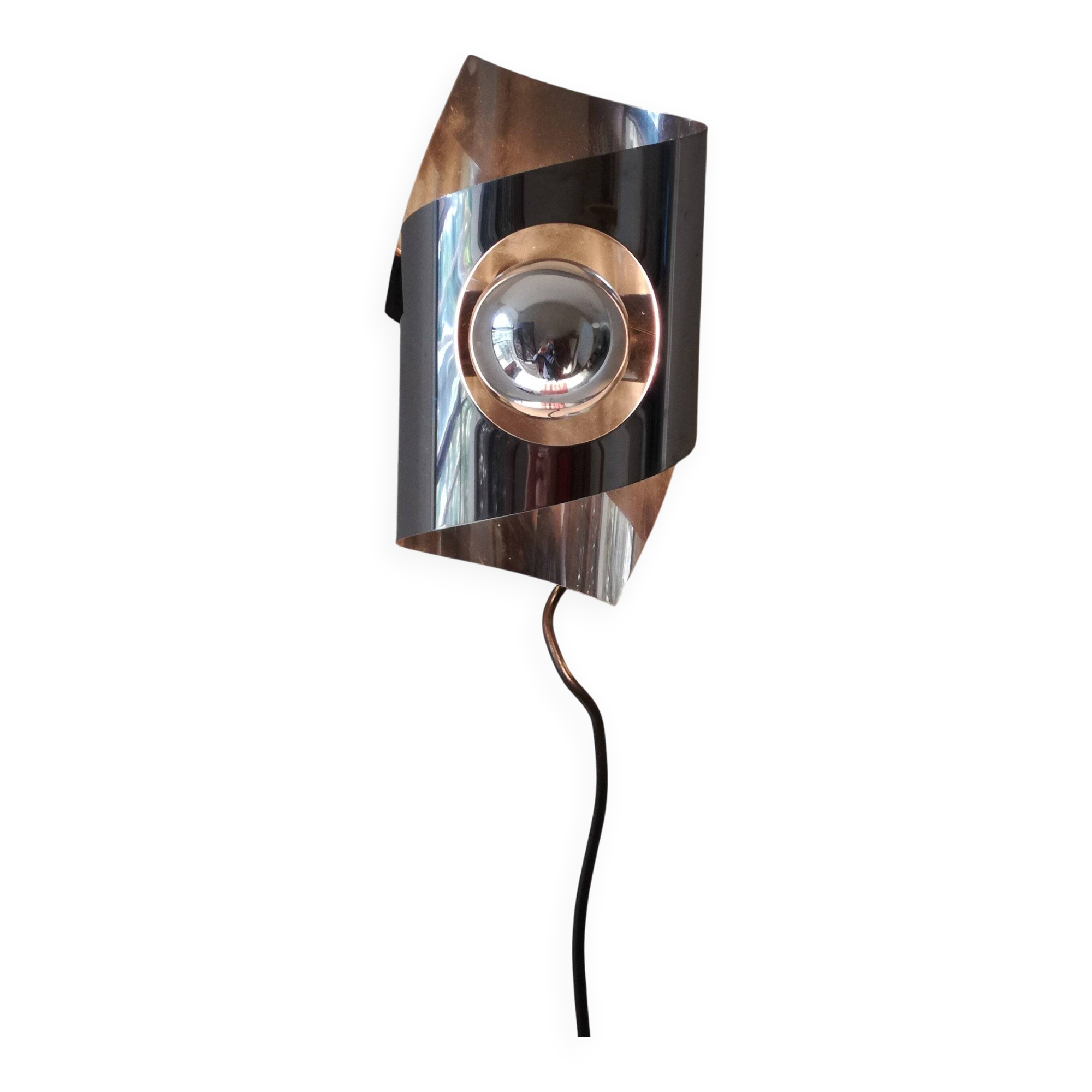 Space Age polished stainless steel wall light from the 1970s