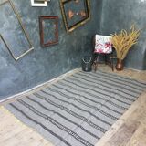 Tapis géométrique vintage tissé à la main fond gris234 X 151cm